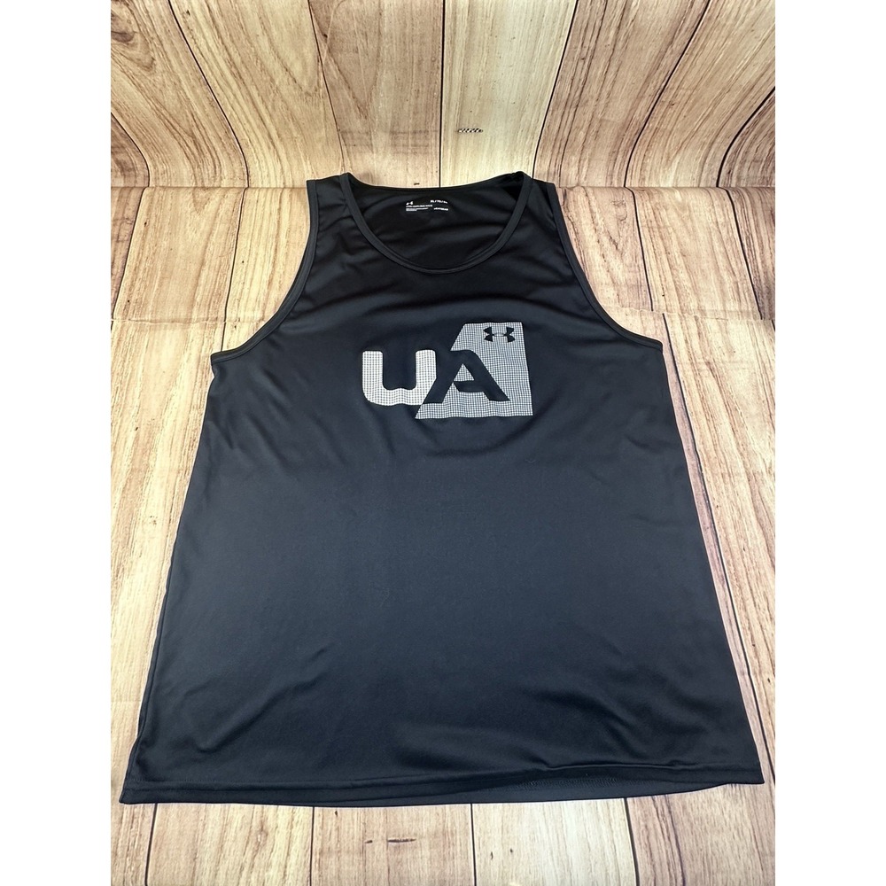 Under Armour Tank Top Mens XL Black HeatGear Sleeveless Loose Fit Gym Training